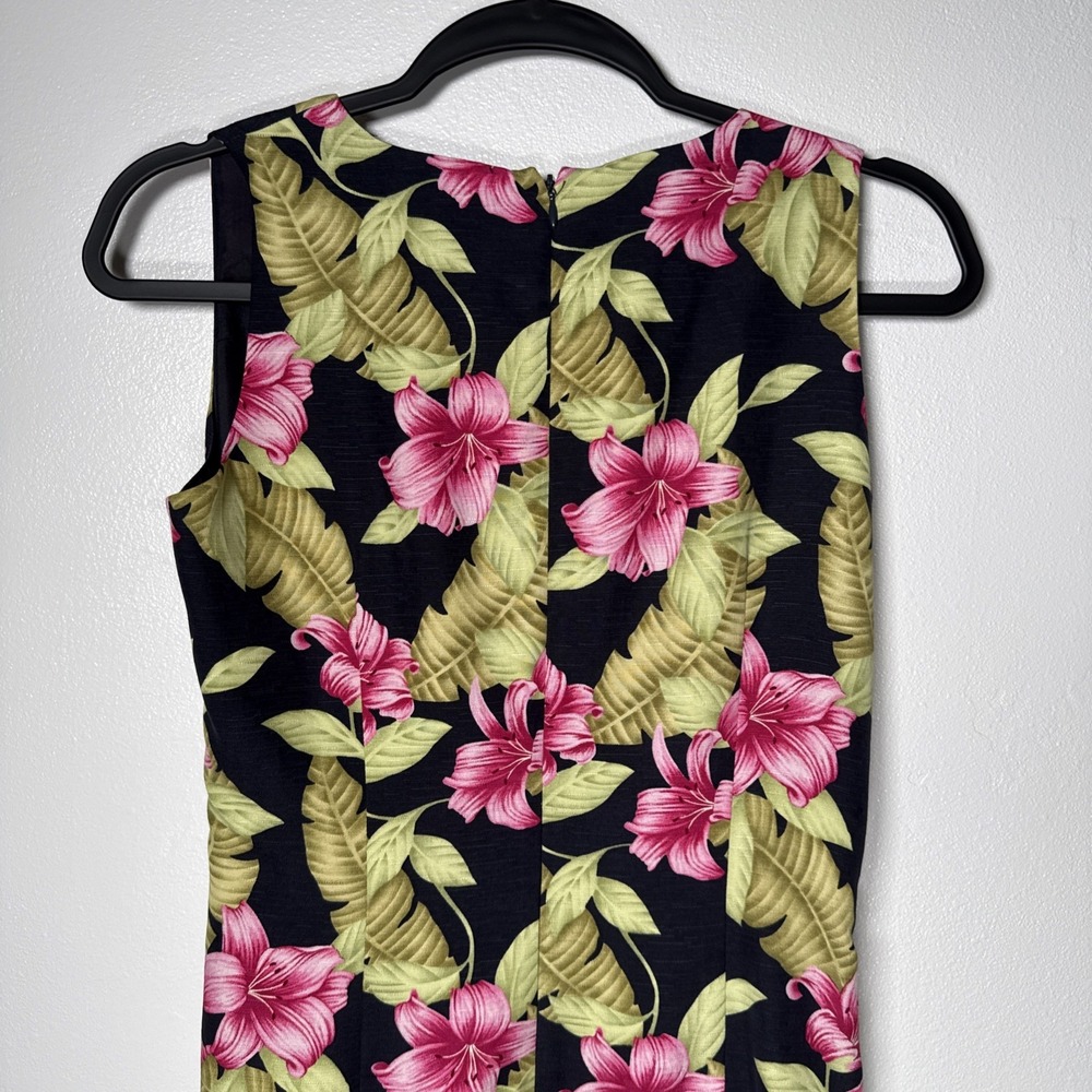 Tommy Bahama 100% Silk Tropical Hibiscus Faux Wrap Sheath Dress Size 4 Resort - Picture 8 of 16